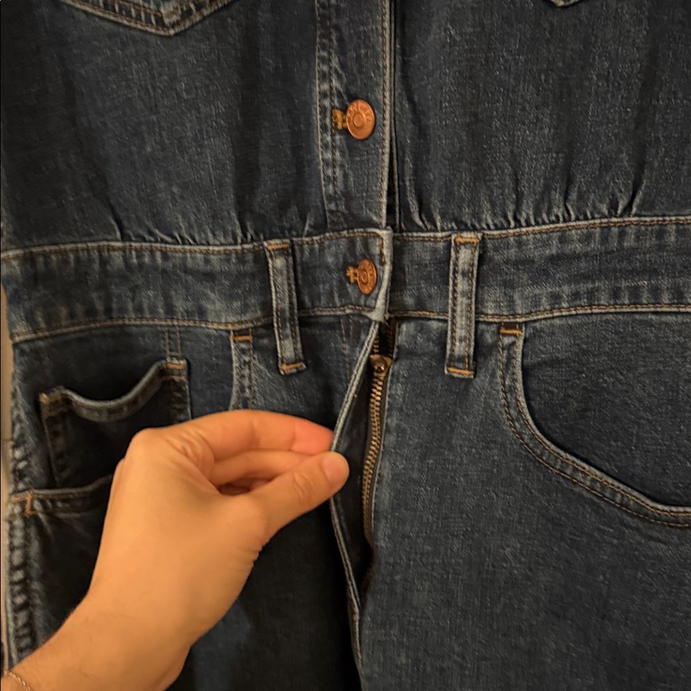 NWT madewell denim midi shirt dress with slit glissan wash sz 4 - Picture 5 of 8